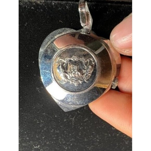 Focal De‎ Luxe Silver Tone Swiss Movt Dial Watch Pendant for Necklace - Picture 3 of 5